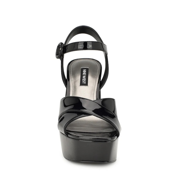Nine West Black Patent Platform Heel Sandals NWT - Picture 3 of 6